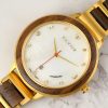 pearl gold women wood watch