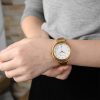 pearl gold women wood watch