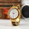 pearl gold women wood watch